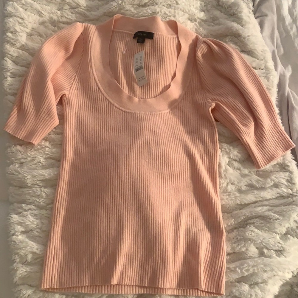 NWT JCrew Puff-sleeve silk-blend sweater